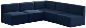 Quincy Velvet / Engineered Wood / Foam Contemporary Navy Velvet Modular Sectional - 95" W x 95" D x 30.5" H