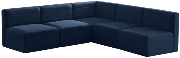 Quincy Velvet / Engineered Wood / Foam Contemporary Navy Velvet Modular Sectional - 95" W x 95" D x 30.5" H