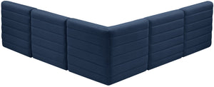Quincy Velvet / Engineered Wood / Foam Contemporary Navy Velvet Modular Sectional - 95" W x 95" D x 30.5" H