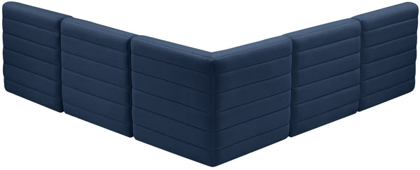 Quincy Velvet / Engineered Wood / Foam Contemporary Navy Velvet Modular Sectional - 95" W x 95" D x 30.5" H