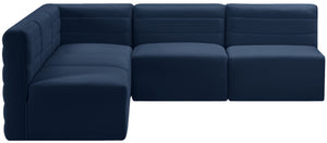 Quincy Velvet / Engineered Wood / Foam Contemporary Navy Velvet Modular Sectional - 95" W x 95" D x 30.5" H