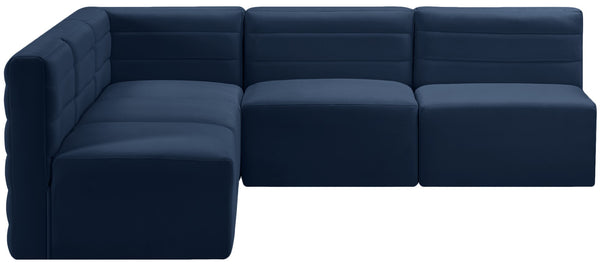 Quincy Velvet / Engineered Wood / Foam Contemporary Navy Velvet Modular Sectional - 95" W x 95" D x 30.5" H