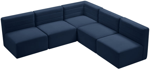 Quincy Velvet / Engineered Wood / Foam Contemporary Navy Velvet Modular Sectional - 95" W x 95" D x 30.5" H