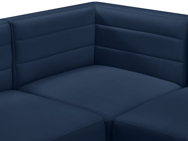 Quincy Velvet / Engineered Wood / Foam Contemporary Navy Velvet Modular Sectional - 95" W x 95" D x 30.5" H