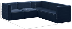 Quincy Velvet / Engineered Wood / Foam Contemporary Navy Velvet Modular Sectional - 95" W x 95" D x 30.5" H