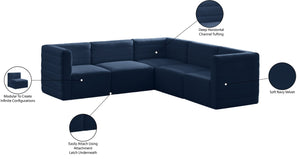 Quincy Velvet / Engineered Wood / Foam Contemporary Navy Velvet Modular Sectional - 95" W x 95" D x 30.5" H