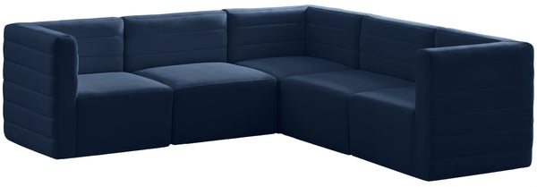Quincy Velvet / Engineered Wood / Foam Contemporary Navy Velvet Modular Sectional - 95" W x 95" D x 30.5" H