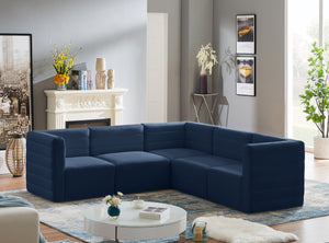 Quincy Velvet / Engineered Wood / Foam Contemporary Navy Velvet Modular Sectional - 95" W x 95" D x 30.5" H