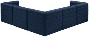 Quincy Velvet / Engineered Wood / Foam Contemporary Navy Velvet Modular Sectional - 95" W x 95" D x 30.5" H