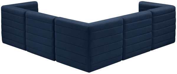 Quincy Velvet / Engineered Wood / Foam Contemporary Navy Velvet Modular Sectional - 95" W x 95" D x 30.5" H