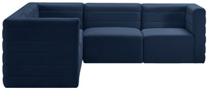 Quincy Velvet / Engineered Wood / Foam Contemporary Navy Velvet Modular Sectional - 95" W x 95" D x 30.5" H