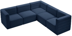 Quincy Velvet / Engineered Wood / Foam Contemporary Navy Velvet Modular Sectional - 95" W x 95" D x 30.5" H