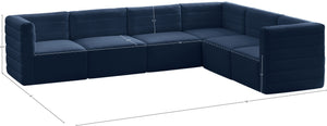 Quincy Velvet / Engineered Wood / Foam Contemporary Navy Velvet Modular Sectional - 126" W x 95" D x 30.5" H