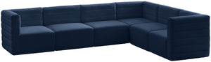 Quincy Velvet / Engineered Wood / Foam Contemporary Navy Velvet Modular Sectional - 126" W x 95" D x 30.5" H
