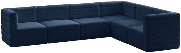 Quincy Velvet / Engineered Wood / Foam Contemporary Navy Velvet Modular Sectional - 126" W x 95" D x 30.5" H