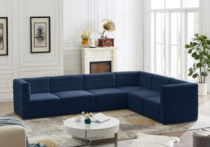 Quincy Velvet / Engineered Wood / Foam Contemporary Navy Velvet Modular Sectional - 126" W x 95" D x 30.5" H