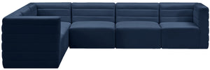 Quincy Velvet / Engineered Wood / Foam Contemporary Navy Velvet Modular Sectional - 126" W x 95" D x 30.5" H