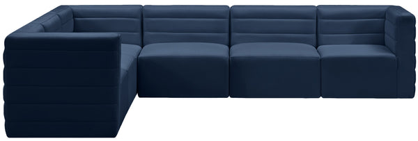 Quincy Velvet / Engineered Wood / Foam Contemporary Navy Velvet Modular Sectional - 126" W x 95" D x 30.5" H