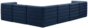 Quincy Velvet / Engineered Wood / Foam Contemporary Navy Velvet Modular Sectional - 126" W x 95" D x 30.5" H