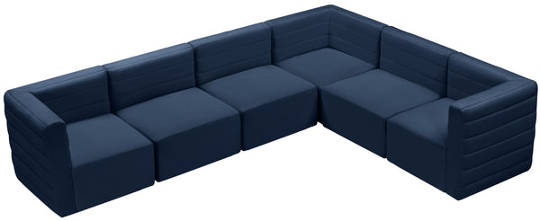 Quincy Velvet / Engineered Wood / Foam Contemporary Navy Velvet Modular Sectional - 126" W x 95" D x 30.5" H