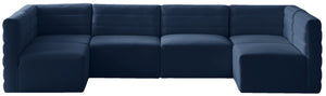 Quincy Velvet / Engineered Wood / Foam Contemporary Navy Velvet Modular Sectional - 126" W x 63" D x 30.5" H