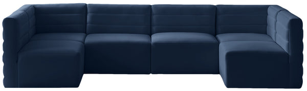 Quincy Velvet / Engineered Wood / Foam Contemporary Navy Velvet Modular Sectional - 126" W x 63" D x 30.5" H