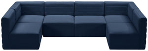 Quincy Velvet / Engineered Wood / Foam Contemporary Navy Velvet Modular Sectional - 126" W x 63" D x 30.5" H
