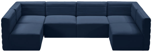 Quincy Velvet / Engineered Wood / Foam Contemporary Navy Velvet Modular Sectional - 126" W x 63" D x 30.5" H