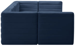 Quincy Velvet / Engineered Wood / Foam Contemporary Navy Velvet Modular Sectional - 126" W x 63" D x 30.5" H