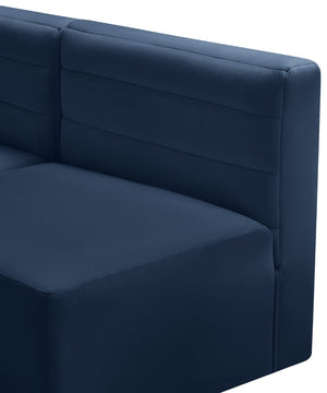 Quincy Velvet / Engineered Wood / Foam Contemporary Navy Velvet Modular Sectional - 126" W x 63" D x 30.5" H