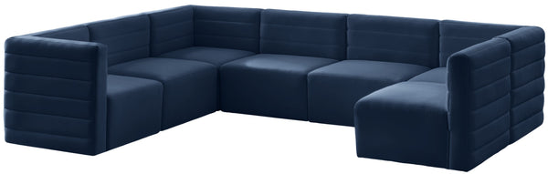 Quincy Velvet / Engineered Wood / Foam Contemporary Navy Velvet Modular Sectional - 126" W x 95" D x 30.5" H