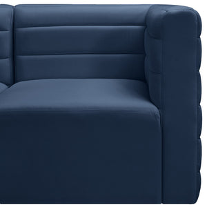 Quincy Velvet / Engineered Wood / Foam Contemporary Navy Velvet Modular Sectional - 126" W x 95" D x 30.5" H