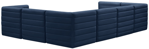 Quincy Velvet / Engineered Wood / Foam Contemporary Navy Velvet Modular Sectional - 126" W x 95" D x 30.5" H