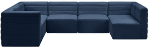 Quincy Velvet / Engineered Wood / Foam Contemporary Navy Velvet Modular Sectional - 126" W x 95" D x 30.5" H