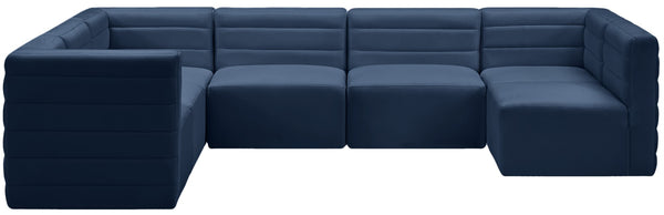 Quincy Velvet / Engineered Wood / Foam Contemporary Navy Velvet Modular Sectional - 126" W x 95" D x 30.5" H