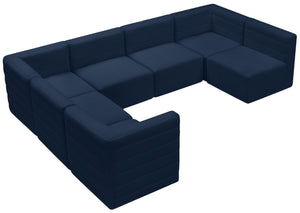 Quincy Velvet / Engineered Wood / Foam Contemporary Navy Velvet Modular Sectional - 126" W x 95" D x 30.5" H
