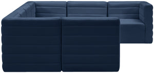 Quincy Velvet / Engineered Wood / Foam Contemporary Navy Velvet Modular Sectional - 126" W x 95" D x 30.5" H