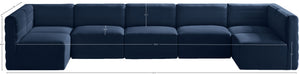 Quincy Velvet / Engineered Wood / Foam Contemporary Navy Velvet Modular Sectional - 157.5" W x 95" D x 30.5" H