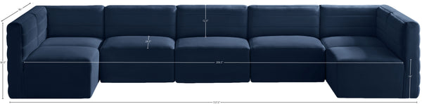 Quincy Velvet / Engineered Wood / Foam Contemporary Navy Velvet Modular Sectional - 157.5" W x 95" D x 30.5" H