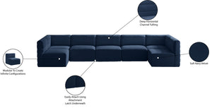 Quincy Velvet / Engineered Wood / Foam Contemporary Navy Velvet Modular Sectional - 157.5" W x 95" D x 30.5" H