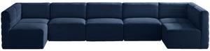 Quincy Velvet / Engineered Wood / Foam Contemporary Navy Velvet Modular Sectional - 157.5" W x 95" D x 30.5" H