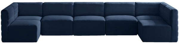 Quincy Velvet / Engineered Wood / Foam Contemporary Navy Velvet Modular Sectional - 157.5" W x 95" D x 30.5" H