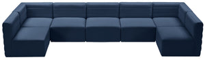 Quincy Velvet / Engineered Wood / Foam Contemporary Navy Velvet Modular Sectional - 157.5" W x 95" D x 30.5" H