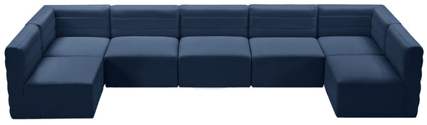 Quincy Velvet / Engineered Wood / Foam Contemporary Navy Velvet Modular Sectional - 157.5" W x 95" D x 30.5" H