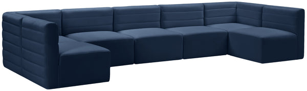 Quincy Velvet / Engineered Wood / Foam Contemporary Navy Velvet Modular Sectional - 157.5" W x 95" D x 30.5" H