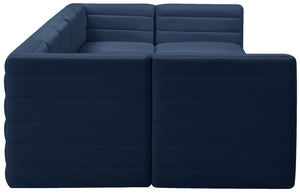 Quincy Velvet / Engineered Wood / Foam Contemporary Navy Velvet Modular Sectional - 157.5" W x 95" D x 30.5" H
