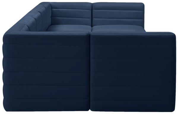 Quincy Velvet / Engineered Wood / Foam Contemporary Navy Velvet Modular Sectional - 157.5" W x 95" D x 30.5" H