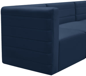 Quincy Velvet / Engineered Wood / Foam Contemporary Navy Velvet Modular Sectional - 157.5" W x 95" D x 30.5" H