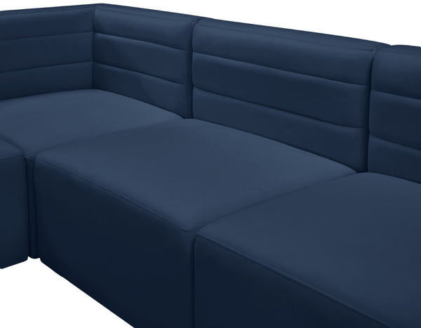 Quincy Velvet / Engineered Wood / Foam Contemporary Navy Velvet Modular Sectional - 126" W x 95" D x 30.5" H