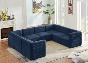 Quincy Velvet / Engineered Wood / Foam Contemporary Navy Velvet Modular Sectional - 126" W x 95" D x 30.5" H